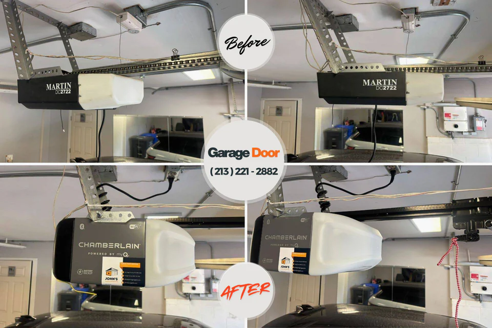 Before and after: garage door repair Mansfield, OH